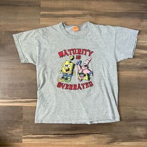 Y2K "2006" Kids' Spongebob Squarepants & Patrick Grey Graphic T-shirt Size L/XL
